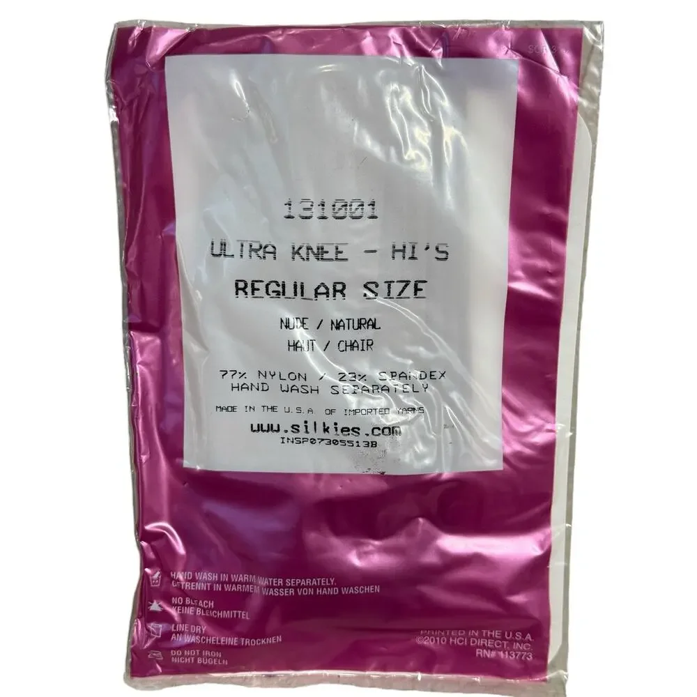 SILKIES Ultra Knee Hi’s Stockings Regular Size Nude Natural 2010 USA Made 131001